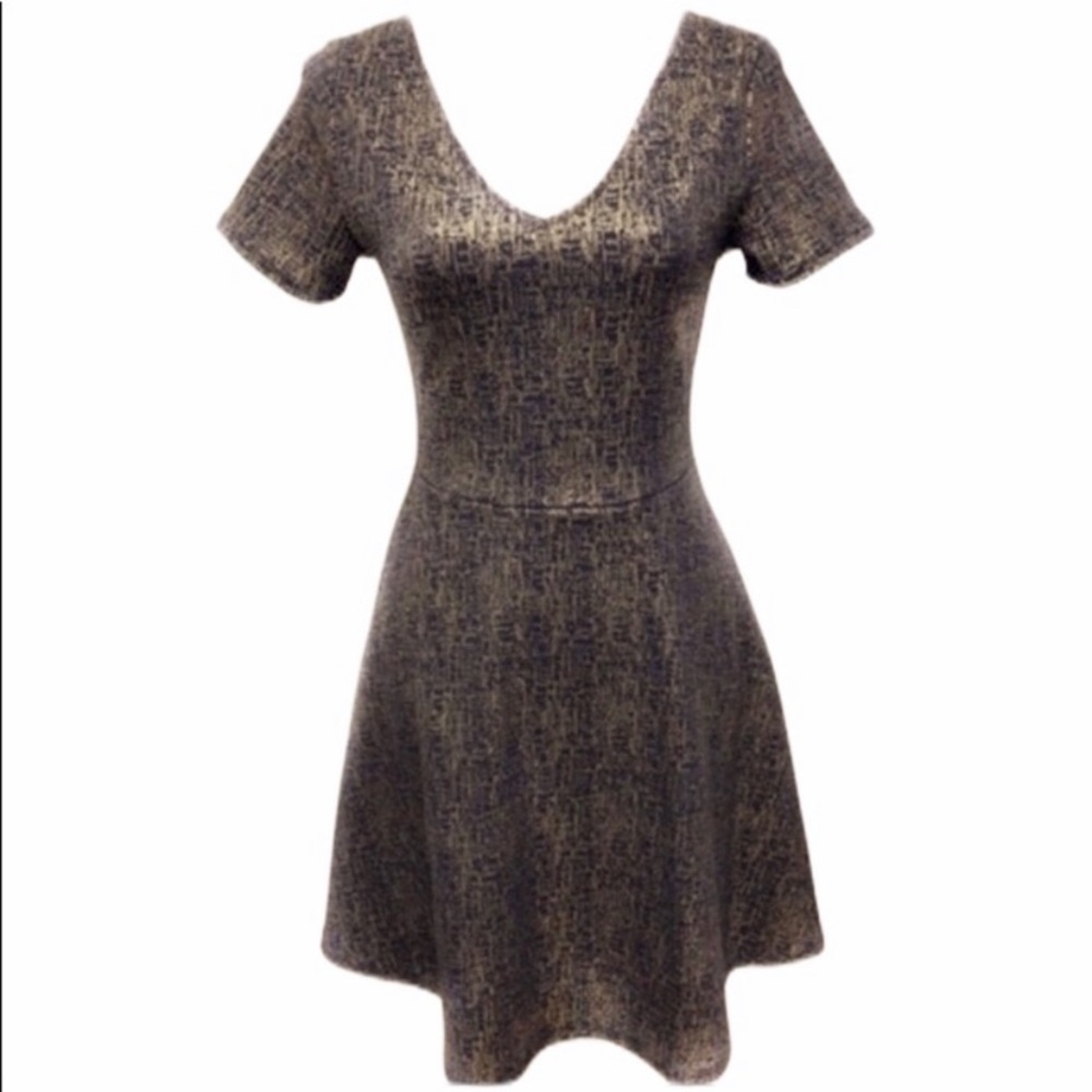 Dress Metallic Black & Gold Skater Size Medium